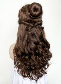 Wavy Dark Brown Braided Belle Beauty and the Beast Lace Front Synthetic Wig LF2028