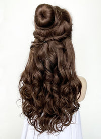 Wavy Dark Brown Braided Belle Beauty and the Beast Lace Front Synthetic Wig LF2028