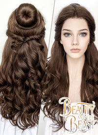 Wavy Dark Brown Braided Belle Beauty and the Beast Lace Front Synthetic Wig LF2028