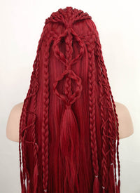 Red Braided Yaki Lace Front Synthetic Wig LF2078