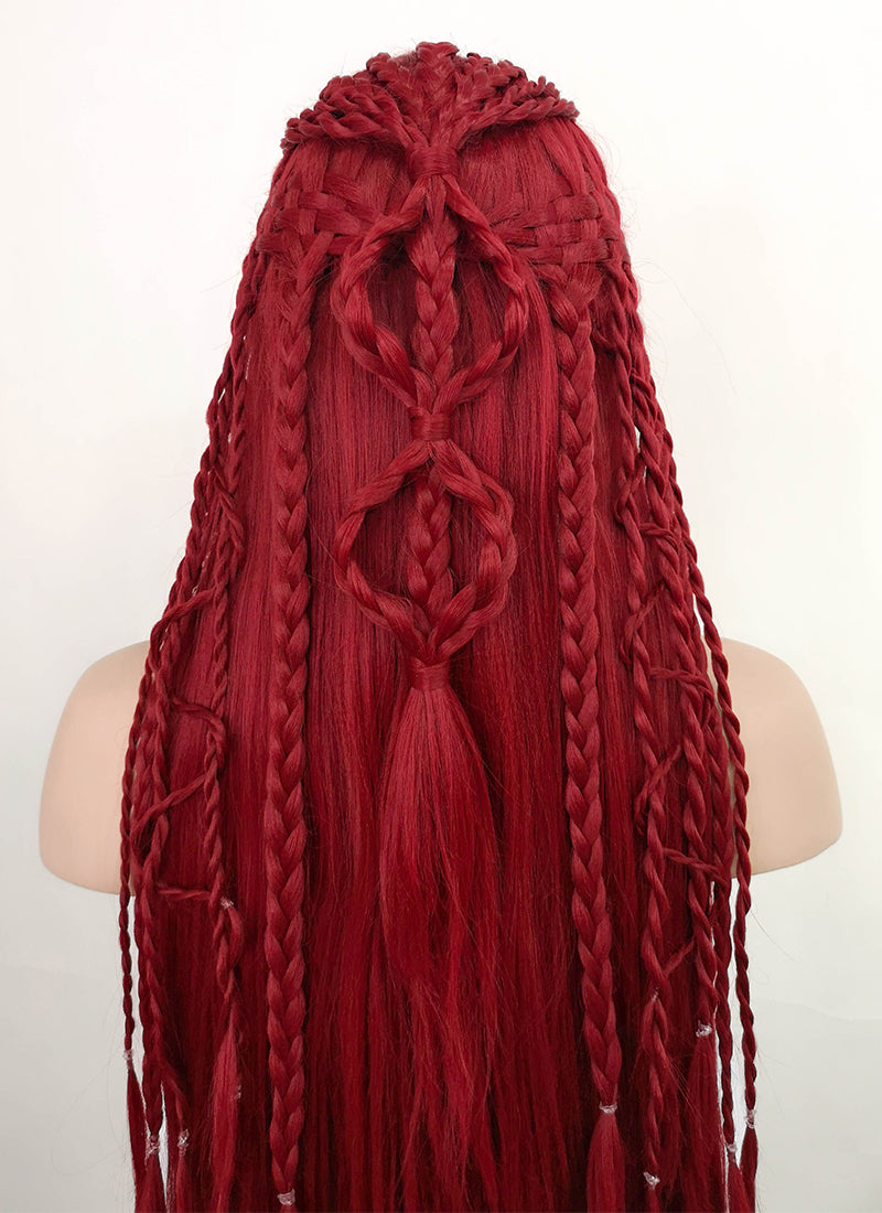 Red Braided Yaki Lace Front Synthetic Wig LF2078