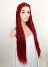 Red Braided Yaki Lace Front Synthetic Wig LF2078