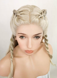 Light Ash Blonde Braided Lace Front Synthetic Wig LF2079