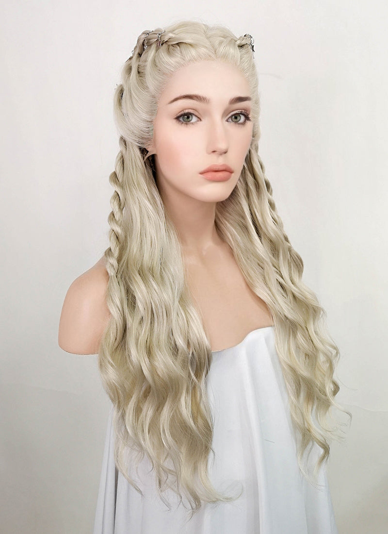 Light Ash Blonde Braided Lace Front Synthetic Wig LF2079