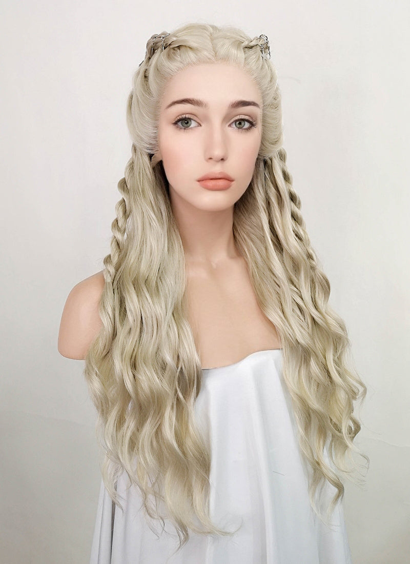 Light Ash Blonde Braided Lace Front Synthetic Wig LF2079