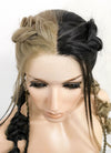 Blonde Black Split Gemini Color Braided Lace Front Synthetic Wig LF2091