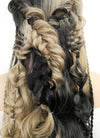 Blonde Black Split Gemini Color Braided Lace Front Synthetic Wig LF2091