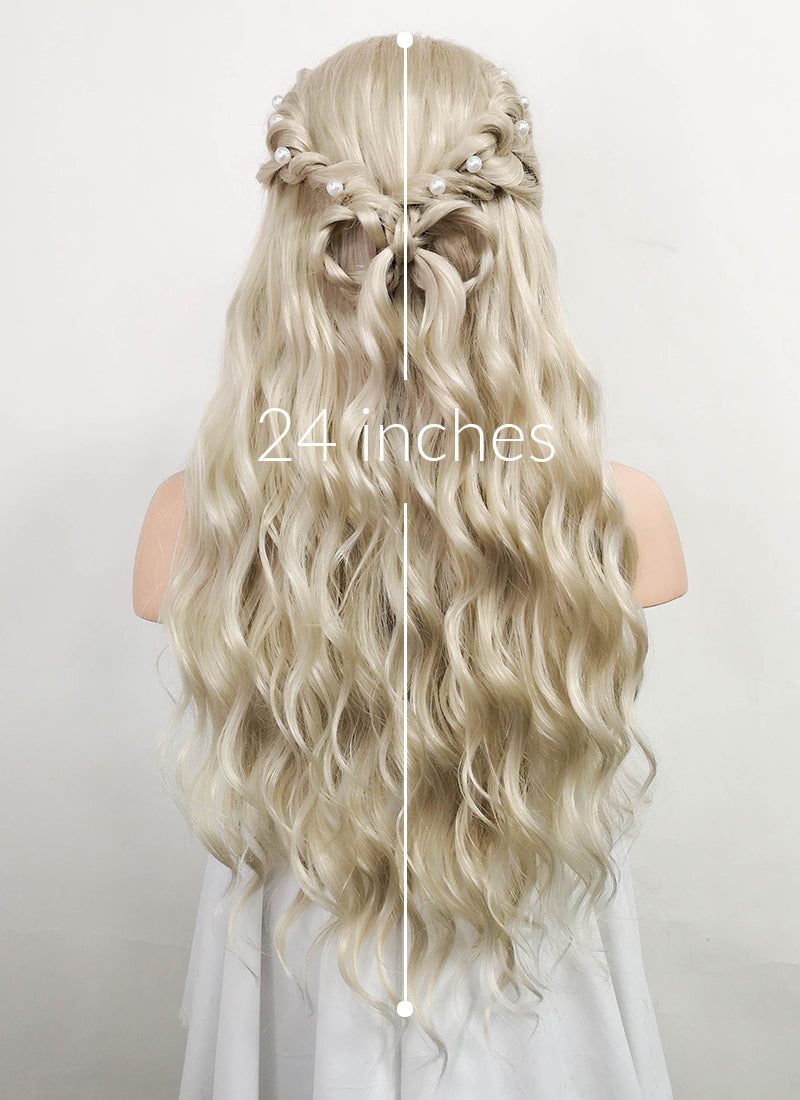 Light Ash Blonde Braided Lace Front Synthetic Wig LF2092