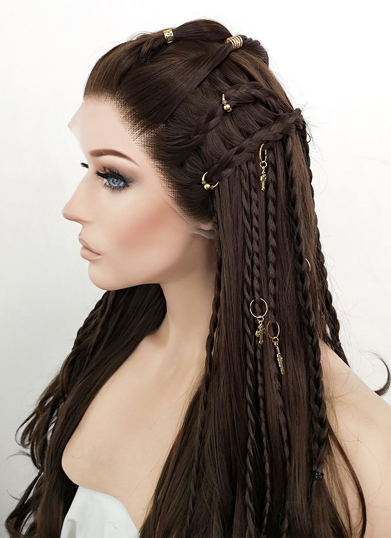 Brunette Braided Lace Front Synthetic Wig LF2114