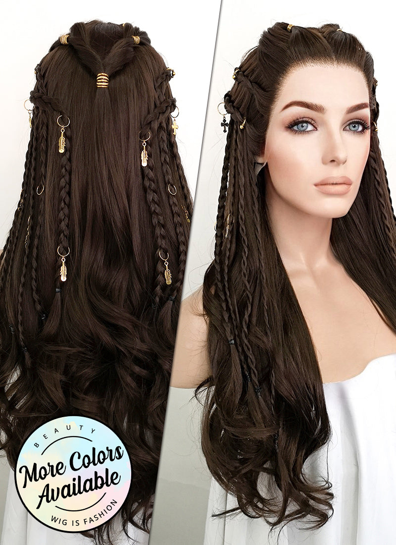 Brunette Braided Lace Front Synthetic Wig LF2114