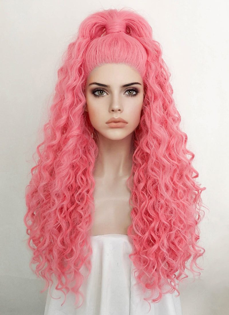 Pink Braided Lace Front Synthetic Wig LF2117