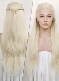 House of the Dragon Rhaenyra Targaryen Platinum Blonde Braided Lace Front Synthetic Wig LF2119