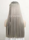 Monster High The Movie Frankie Stein Blondish Grey Mixed Blue With Dark Roots Braided Lace Front Synthetic Wig LF2120