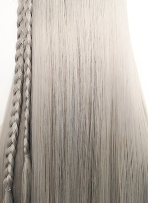 Monster High The Movie Frankie Stein Blondish Grey Mixed Blue With Dark Roots Braided Lace Front Synthetic Wig LF2120