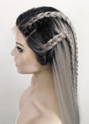 Monster High The Movie Frankie Stein Blondish Grey Mixed Blue With Dark Roots Braided Lace Front Synthetic Wig LF2120
