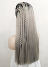 Monster High The Movie Frankie Stein Blondish Grey Mixed Blue With Dark Roots Braided Lace Front Synthetic Wig LF2120