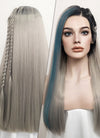 Monster High The Movie Frankie Stein Blondish Grey Mixed Blue With Dark Roots Braided Lace Front Synthetic Wig LF2120