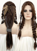 GOD OF WAR Freya Wavy Brunette Braided Lace Front Synthetic Wig LF2123