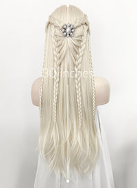 Platinum Blonde Braided Lace Front Synthetic Wig LF2126