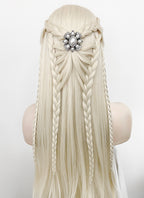 Platinum Blonde Braided Lace Front Synthetic Wig LF2126