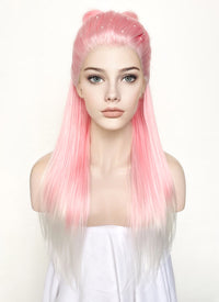 Pink White Ombre Braided Lace Front Synthetic Wig LF2130