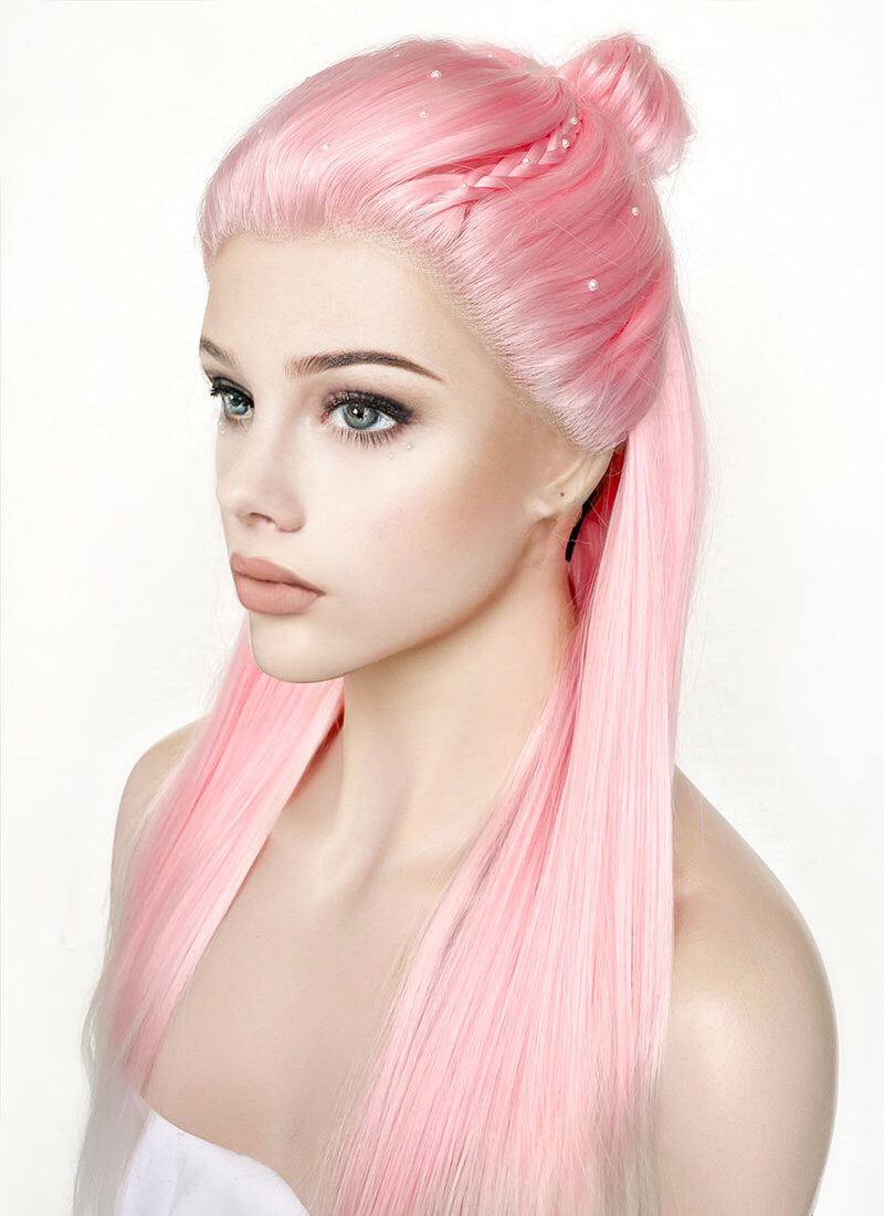 Pink White Ombre Braided Lace Front Synthetic Wig LF2130