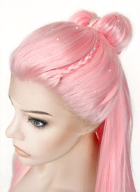 Pink White Ombre Braided Lace Front Synthetic Wig LF2130