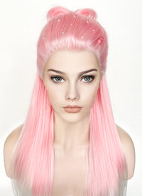 Pink White Ombre Braided Lace Front Synthetic Wig LF2130