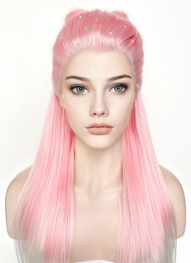 Pink White Ombre Braided Lace Front Synthetic Wig LF2130