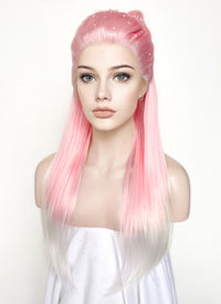 Pink White Ombre Braided Lace Front Synthetic Wig LF2130