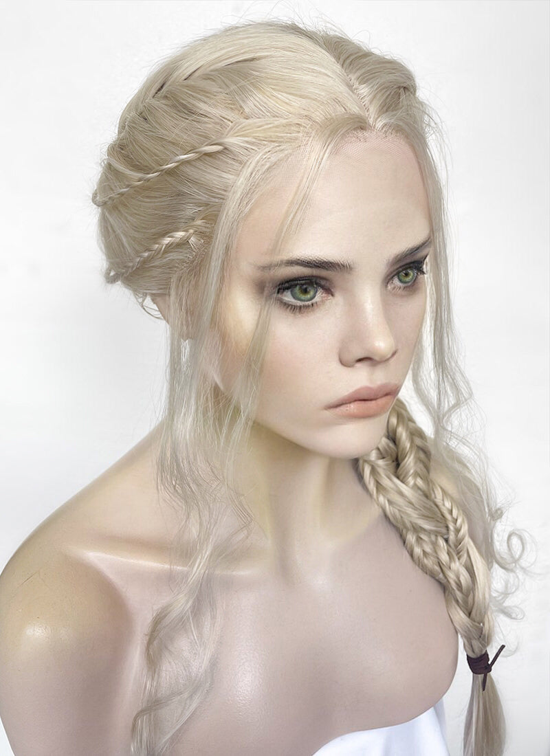 The Witcher 3 Ciri Pastel Ash Blonde Braided Lace Front Synthetic Wig LF2134