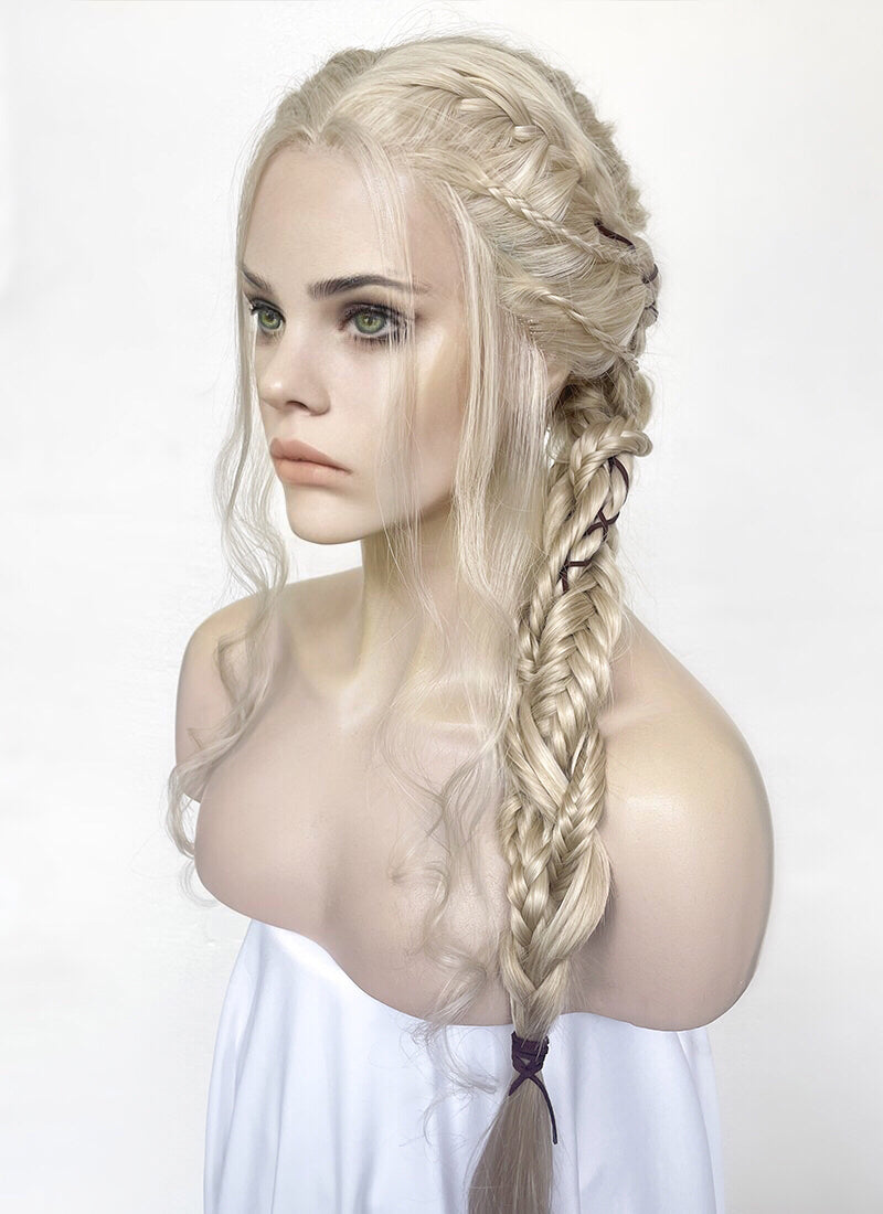 The Witcher 3 Ciri Pastel Ash Blonde Braided Lace Front Synthetic Wig LF2134