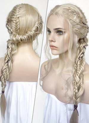 The Witcher 3 Ciri Pastel Ash Blonde Braided Lace Front Synthetic Wig LF2134