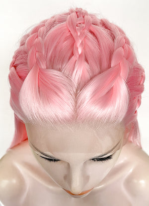Pastel Pink Braided Lace Front Synthetic Wig LF2142