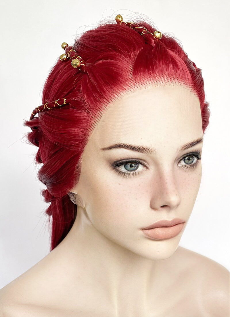 Red Braided Yaki Lace Front Synthetic Wig LF2150