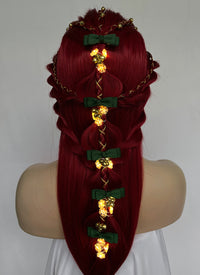 Red Braided Yaki Lace Front Synthetic Wig LF2150