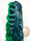Blue Green Split Gemini Color With Dark Roots Braided Lace Front Synthetic Wig LF2151