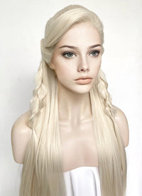 Platinum Blonde Braided Lace Front Synthetic Wig LF2152