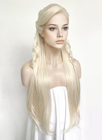 Platinum Blonde Braided Lace Front Synthetic Wig LF2152