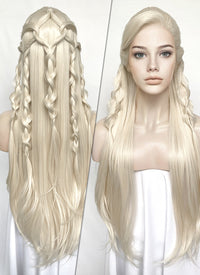 Platinum Blonde Braided Lace Front Synthetic Wig LF2152