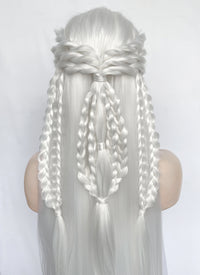 White Braided Yaki Lace Front Synthetic Wig LF2153