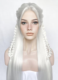 White Braided Yaki Lace Front Synthetic Wig LF2153