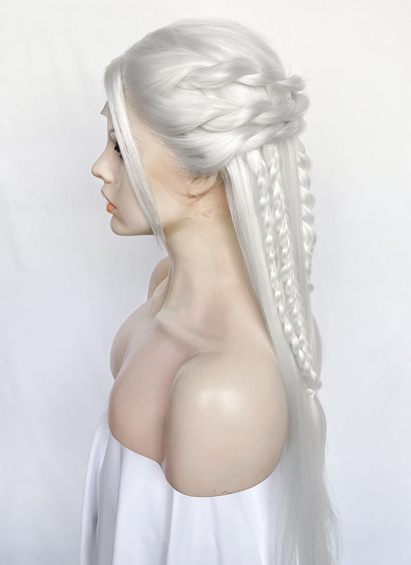 White Braided Yaki Lace Front Synthetic Wig LF2153