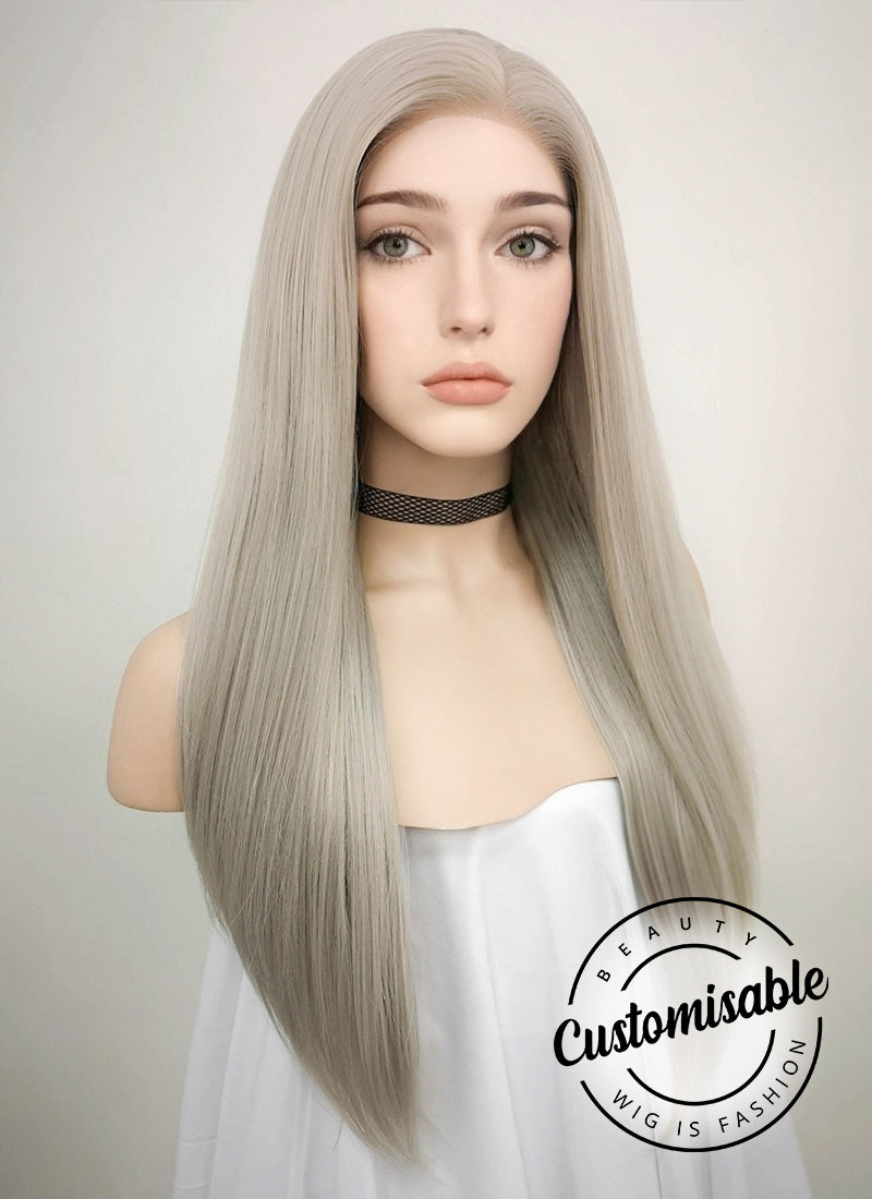 Straight Grey Blonde Lace Wig CLF238 (Customisable)