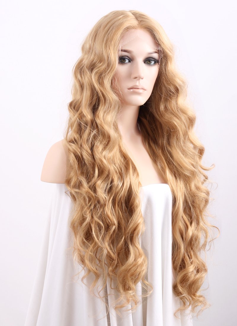 Wavy Golden Blonde Lace Front Synthetic Wig LF244