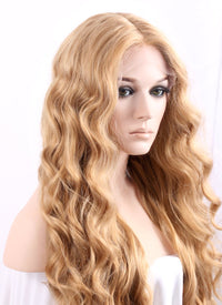 Wavy Golden Blonde Lace Front Synthetic Wig LF244