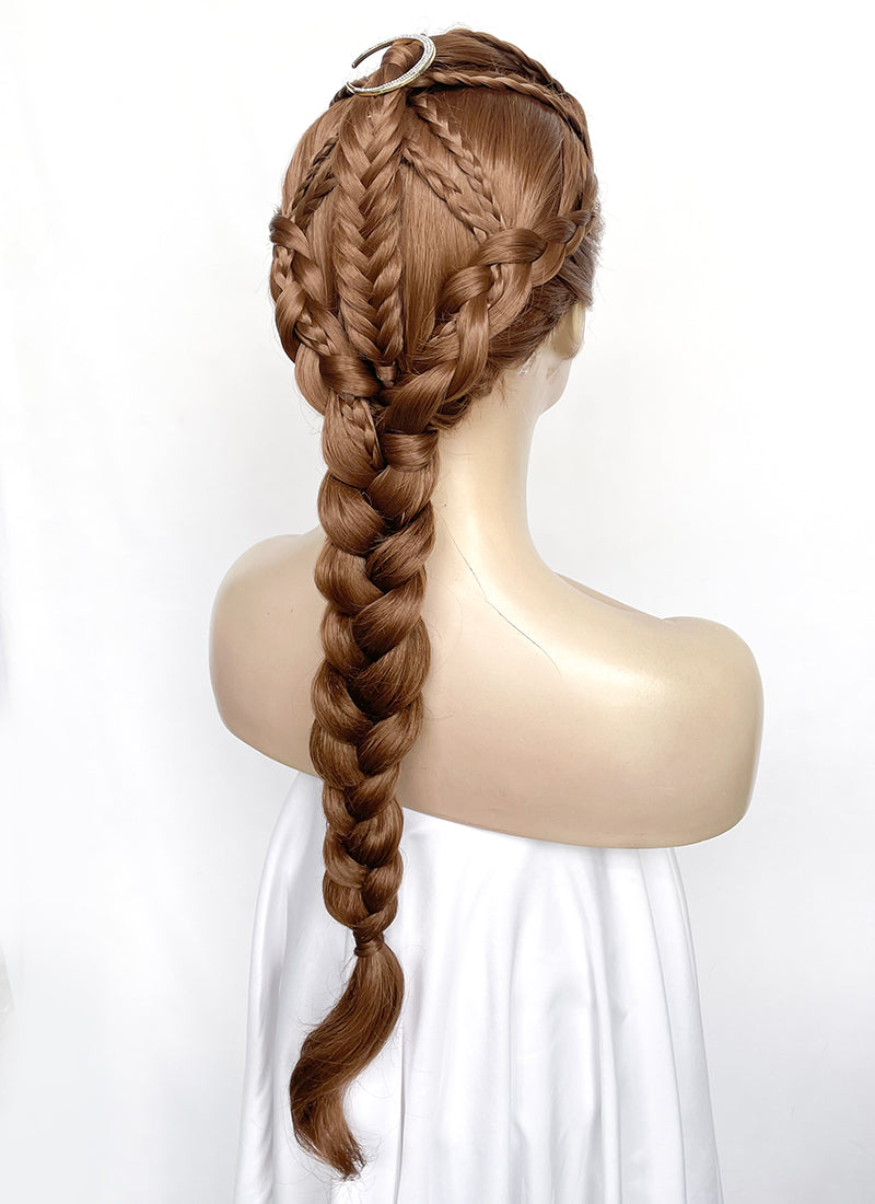 Chestnut Brown Braided Lace Front Synthetic Wig LF2502