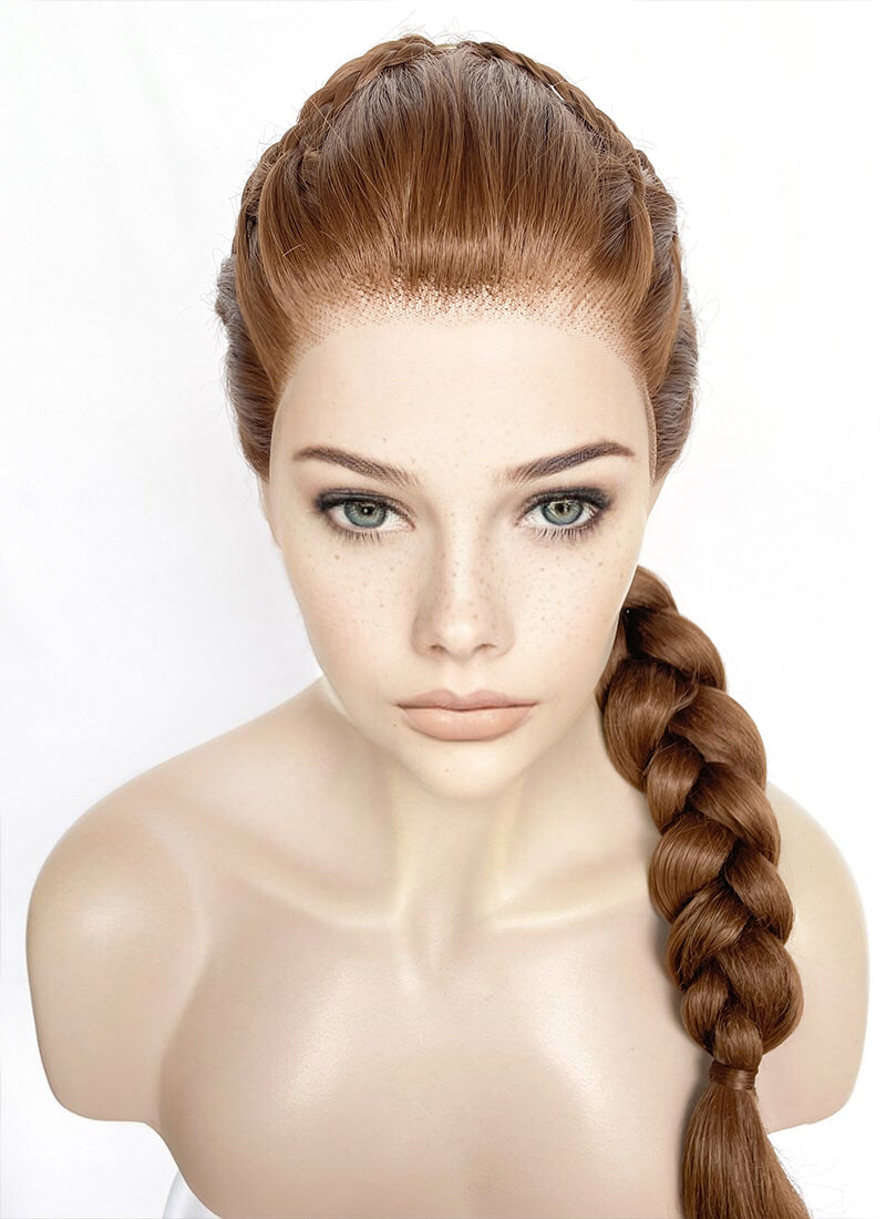 Chestnut Brown Braided Lace Front Synthetic Wig LF2502