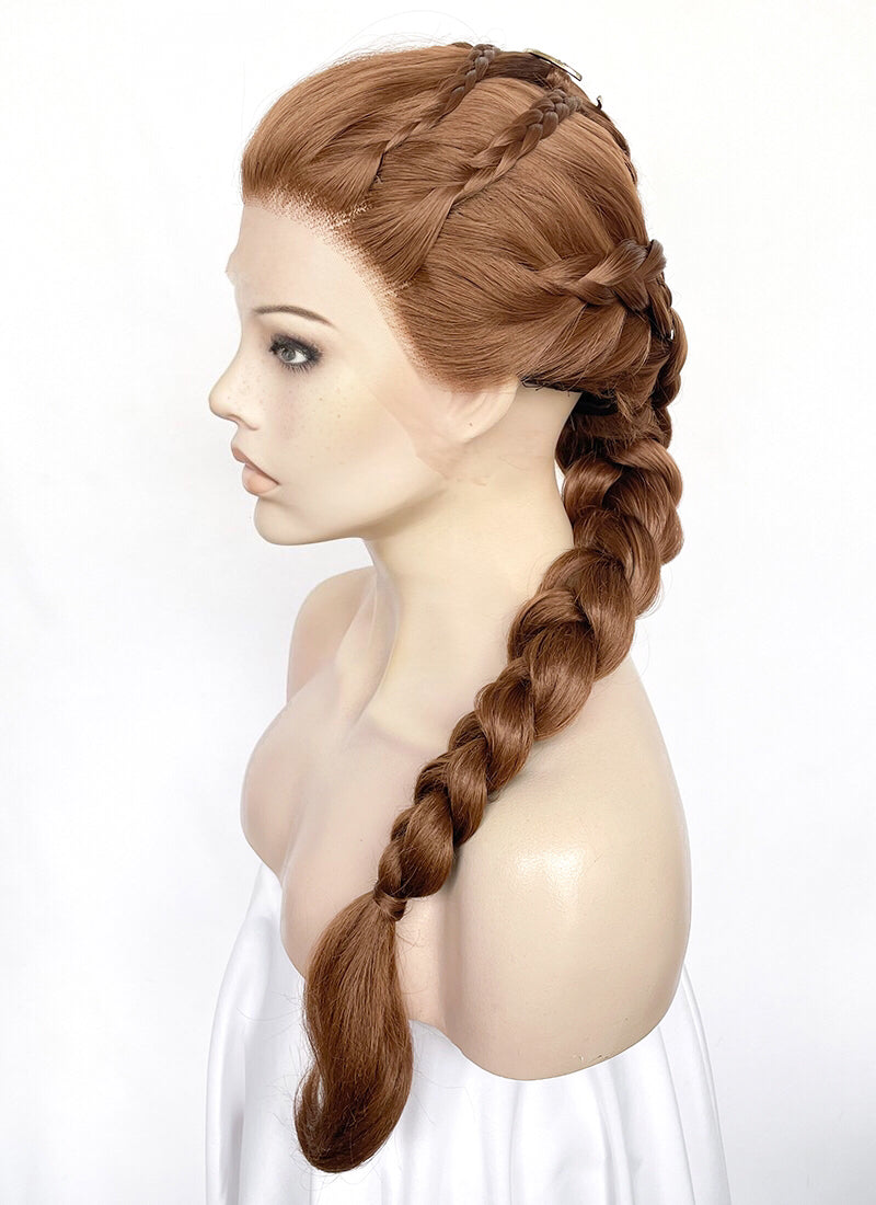 Chestnut Brown Braided Lace Front Synthetic Wig LF2502