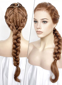 Chestnut Brown Braided Lace Front Synthetic Wig LF2502